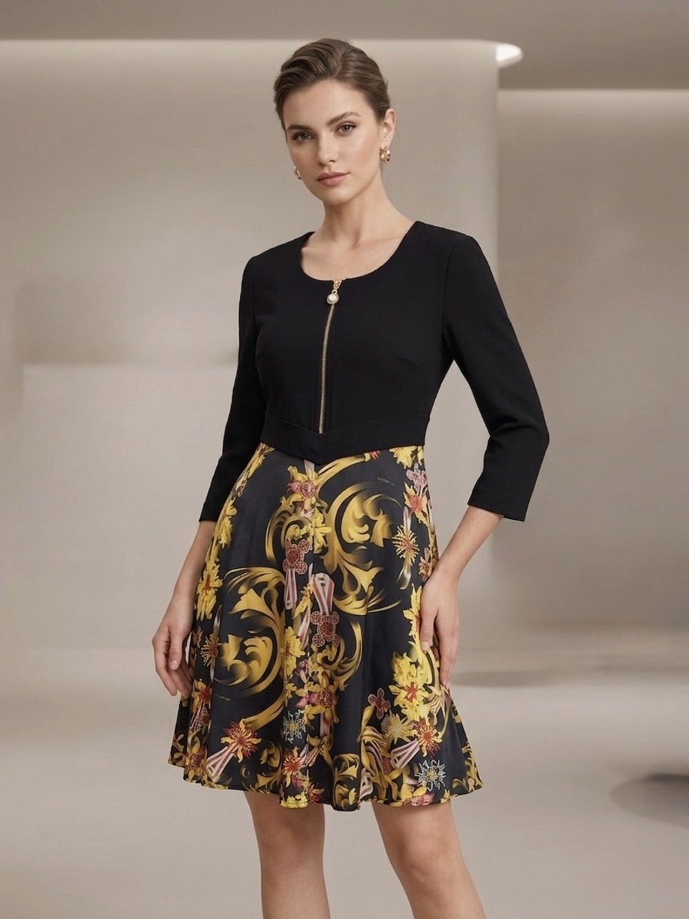 Versace Jeans - Black Top with Gold Zip Dress